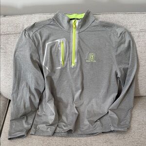 PGA Tour Men's Light Gray and Neon Green Jacket tpc Jasna Polana country club